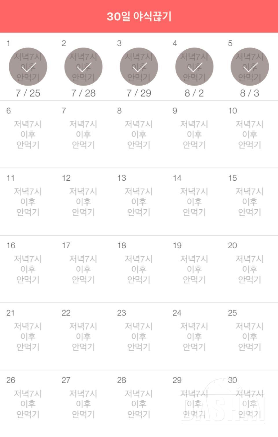 30일 야식끊기 5일차 성공!