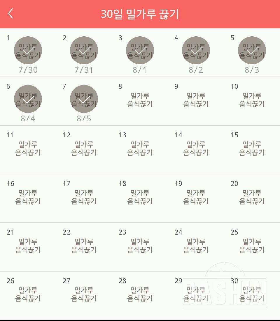 30일 밀가루 끊기 7일차 성공!