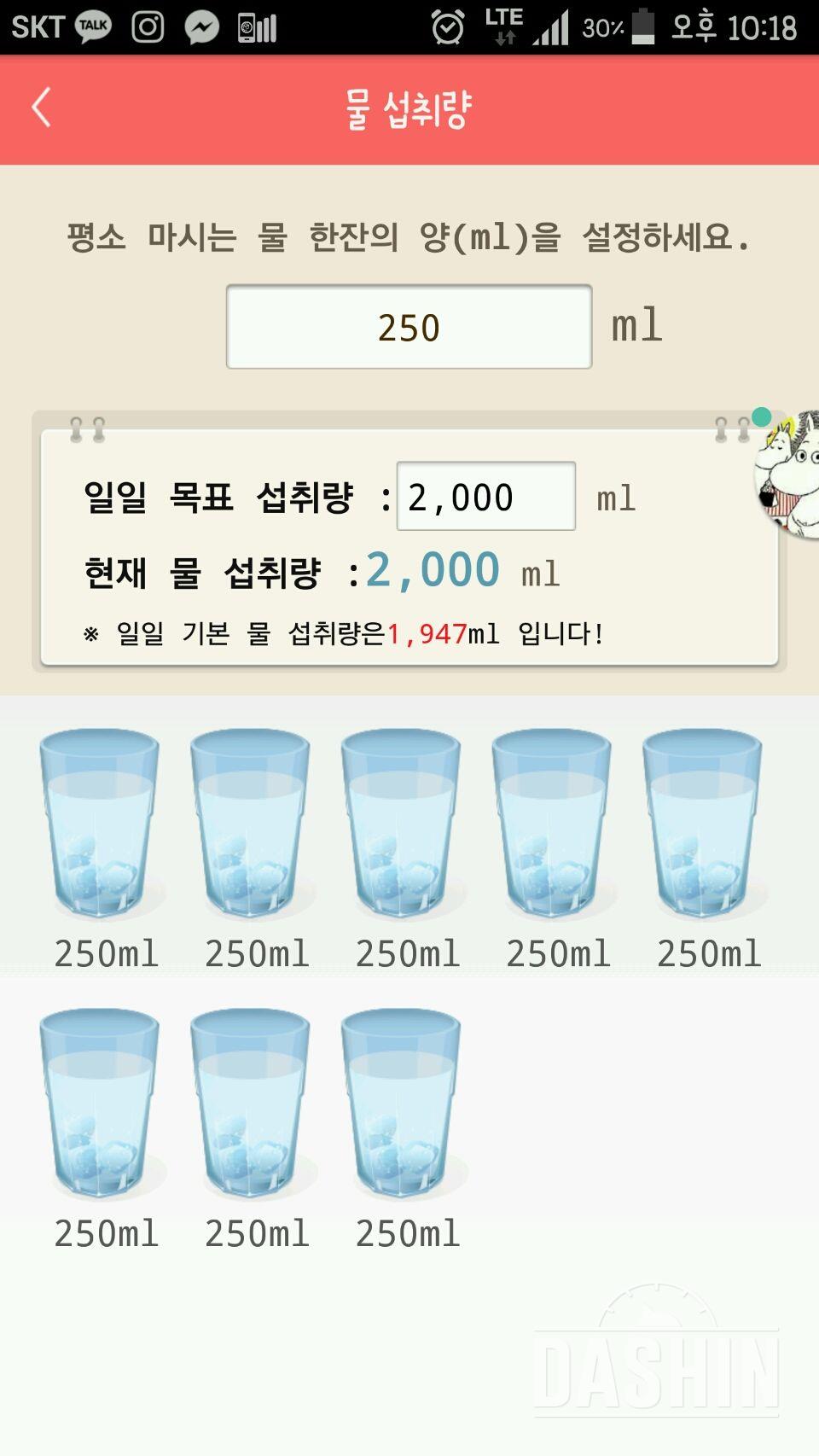 30일 하루 2L 물마시기 20일차 성공!