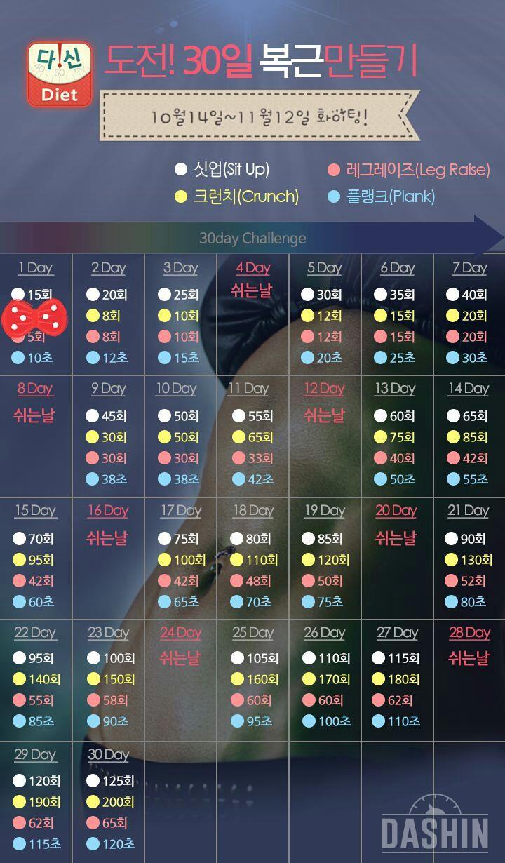 30일 복근 만들기 1일 도전합니다!