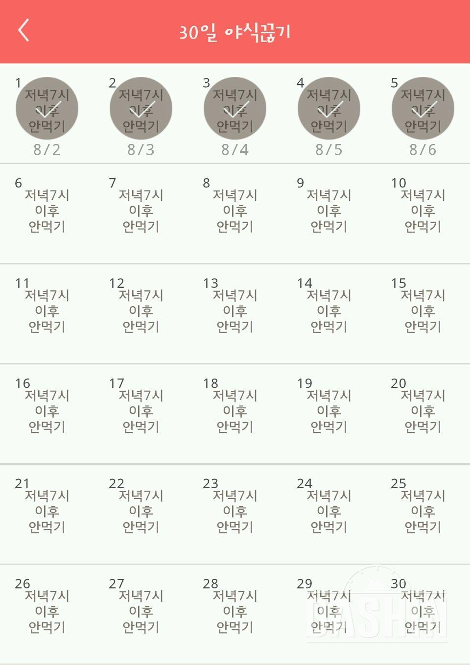 30일 야식끊기 5일차 성공!