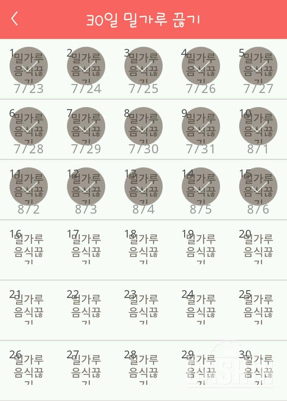 30일 밀가루 끊기 15일차 성공!