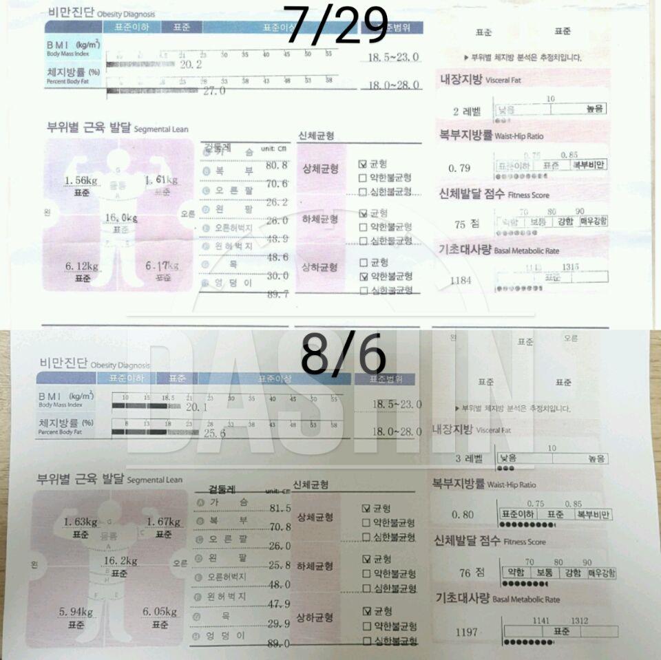 복근 플랭크 팔 아침 물 밀가루 한달후기