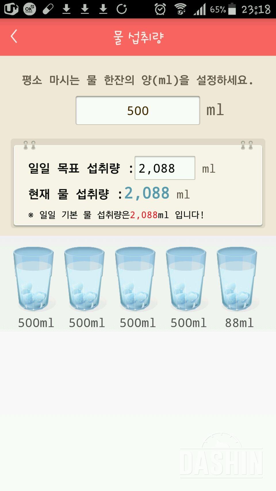 30일 하루 2L 물마시기 22일차 성공!