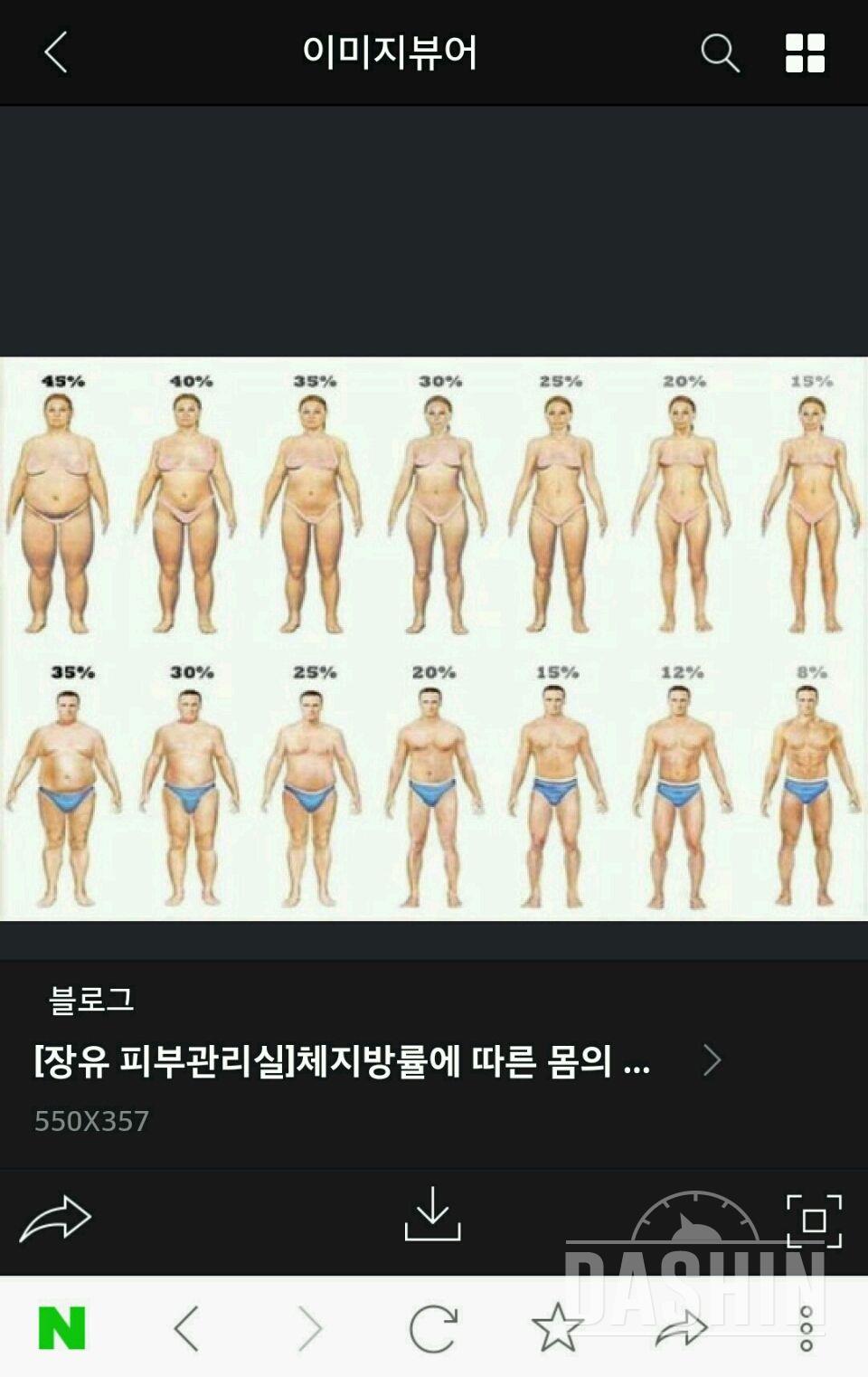 체지방률에 따른 신체사진