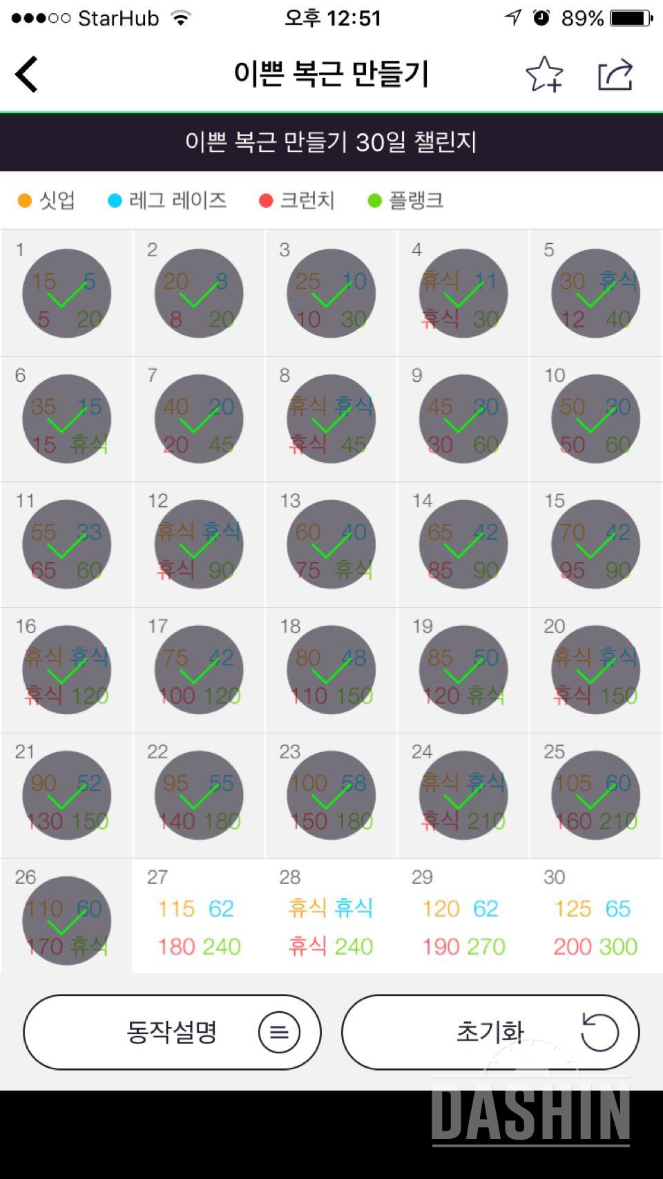 30일 복근 만들기 26일차 성공!