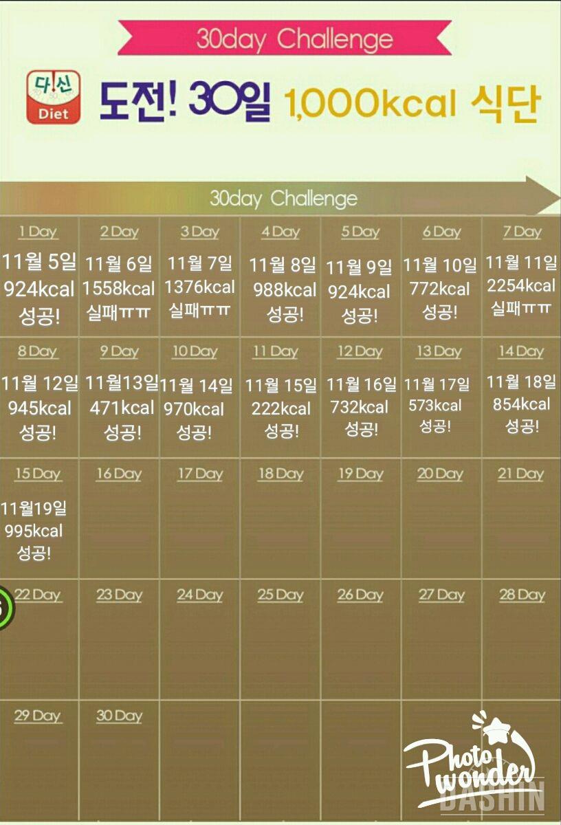 2차 - 15일 995kcal 성공!