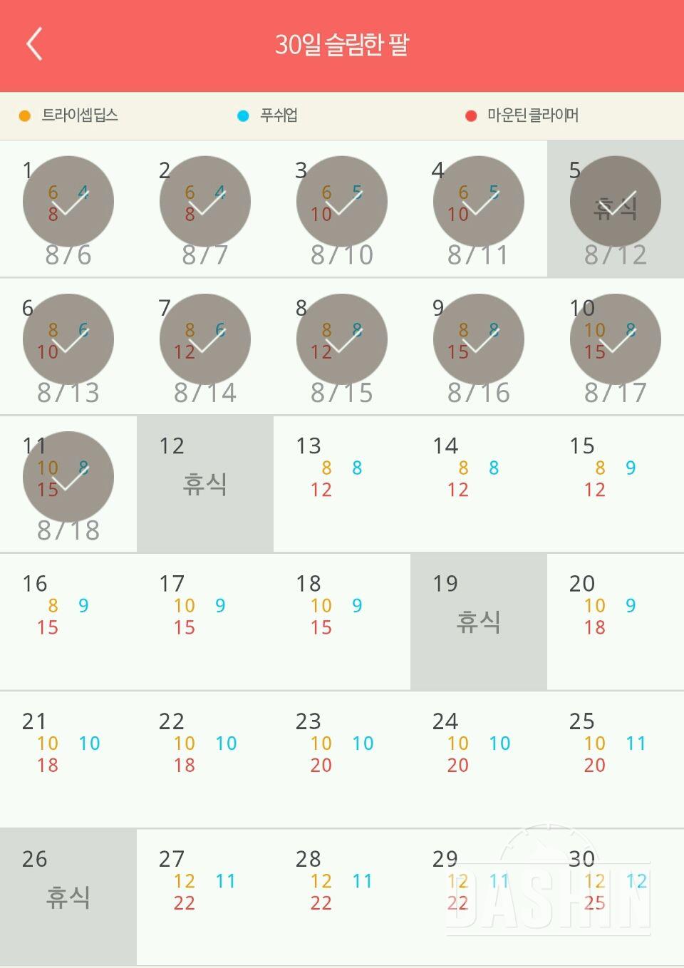 30일 슬림한 팔 11일차 성공!