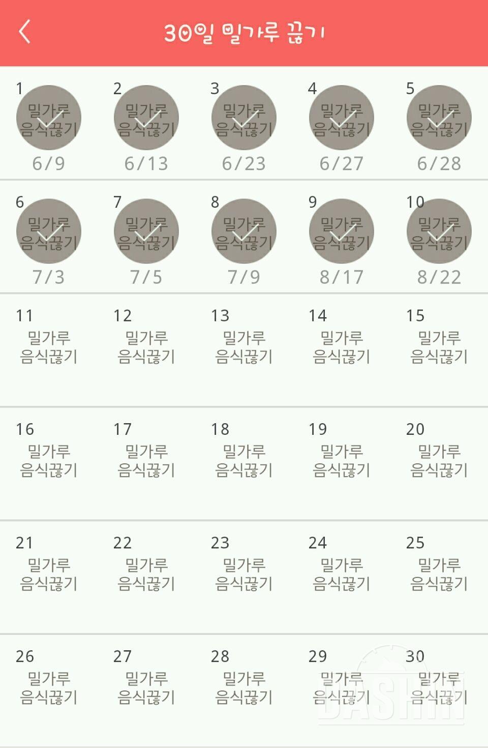 30일 밀가루 끊기 10일차 성공!