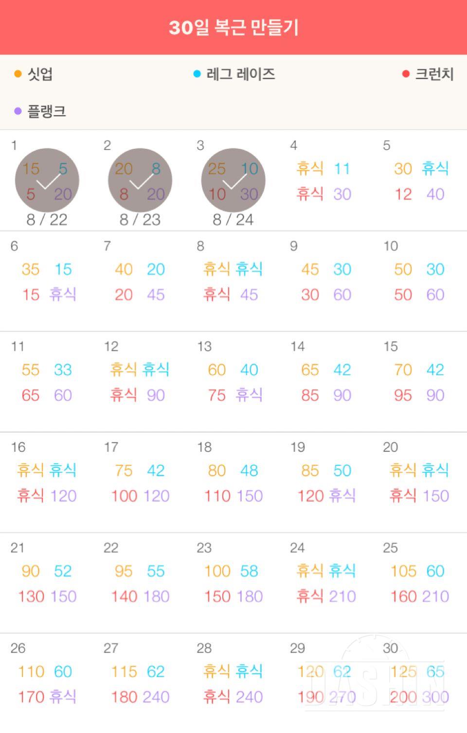 30일 복근 만들기 3일차 성공!