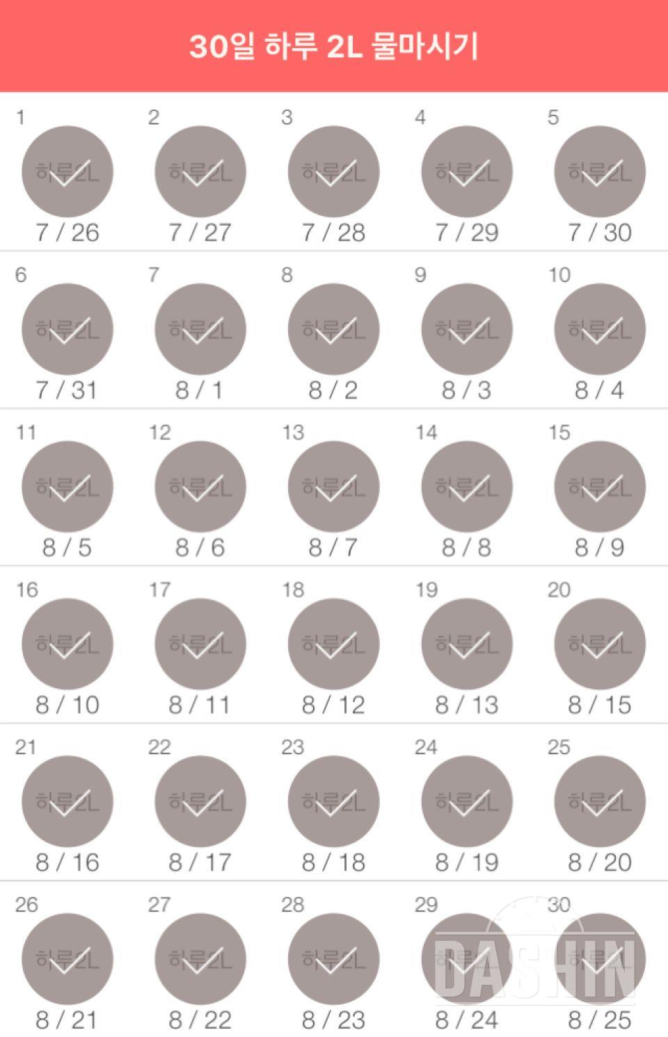 30일 하루 2L 물마시기 30일차 성공!