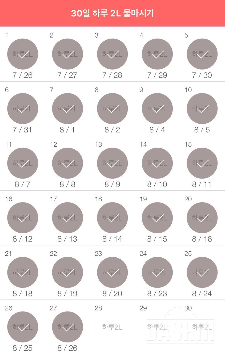 30일 하루 2L 물마시기 57일차 성공!