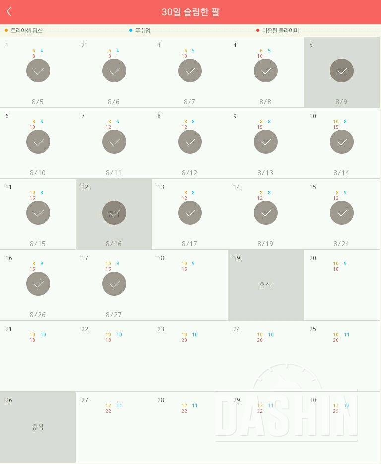 30일 슬림한 팔 17일차 성공!