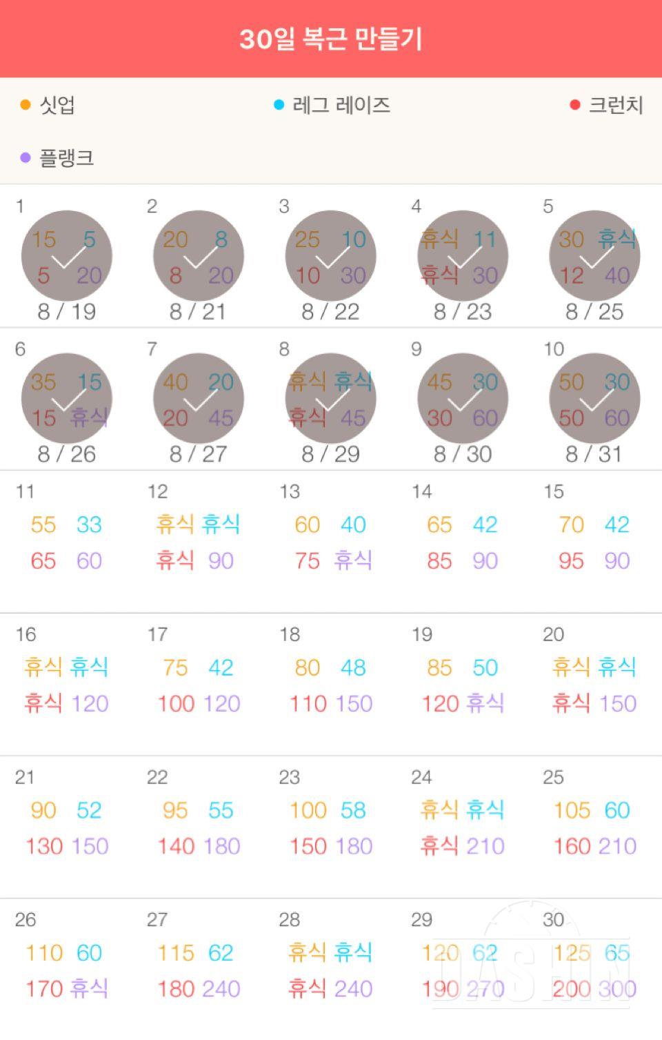 30일 복근 만들기 10일차 성공!