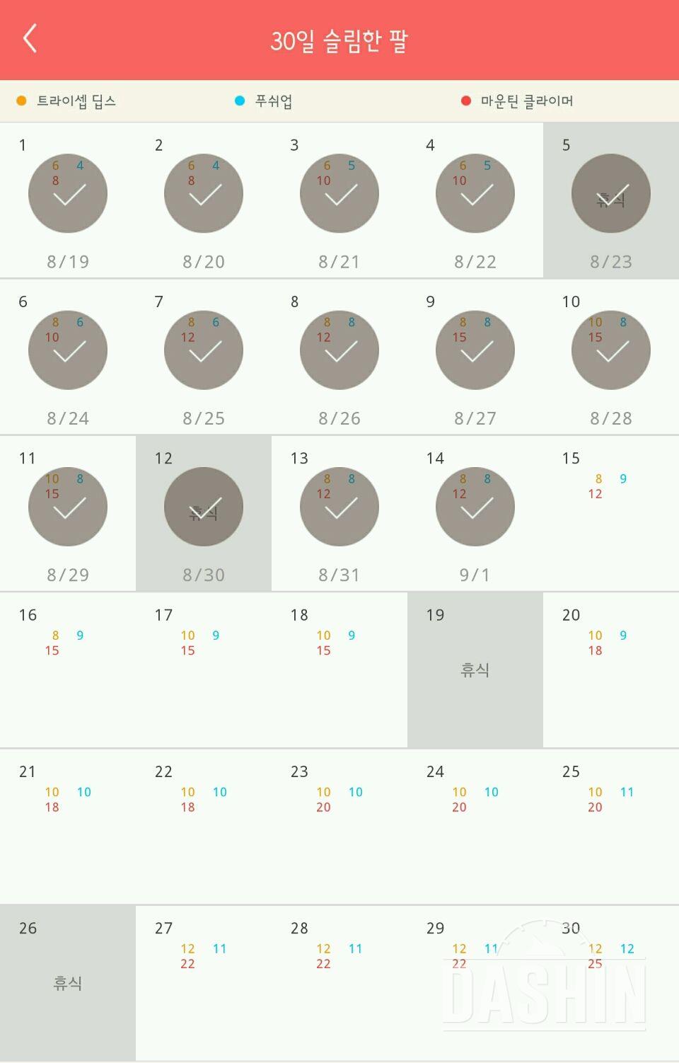 30일 슬림한 팔 14일차 성공!