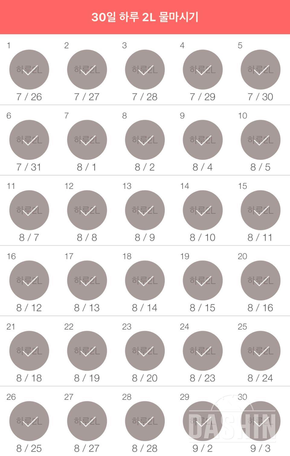 30일 하루 2L 물마시기 60일차 성공!