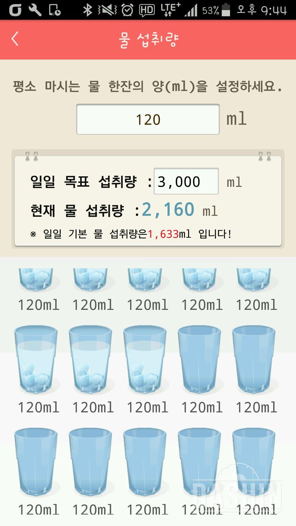 30일 하루 2L 물마시기 7일차 성공!