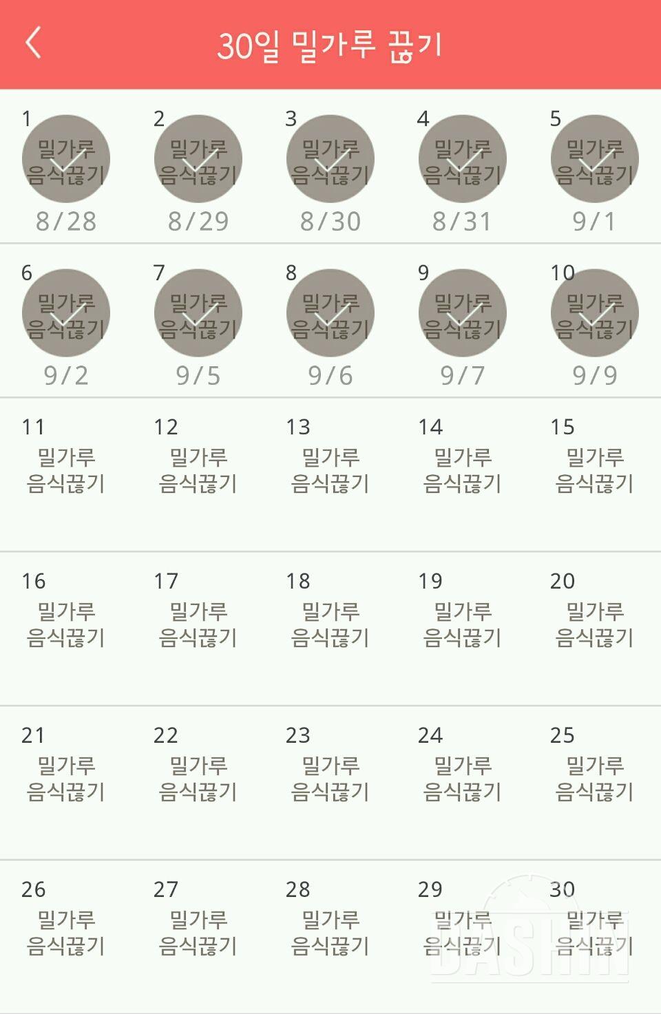 30일 밀가루 끊기 10일차 성공!