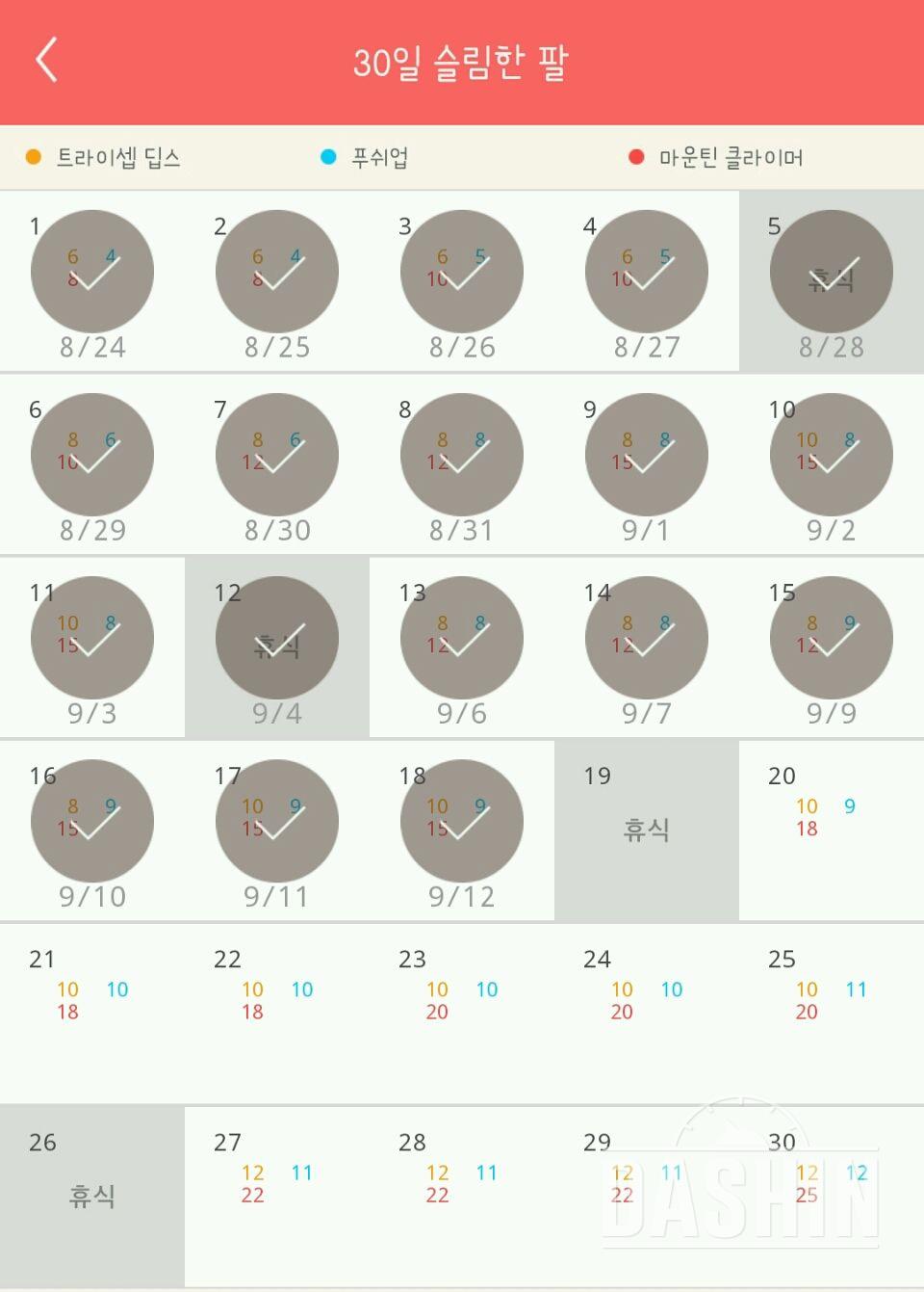 30일 슬림한 팔 18일차 성공!