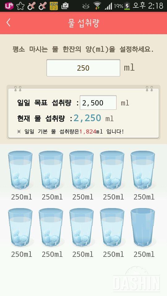 30일 하루 2L 물마시기 119일차 성공!