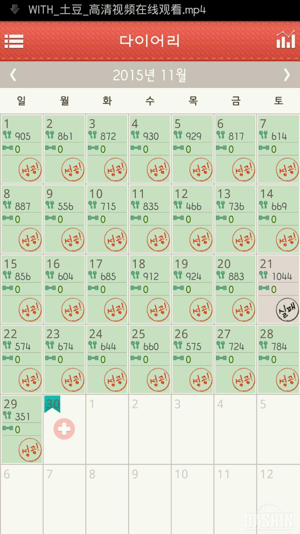 1000kcal 도전 16일