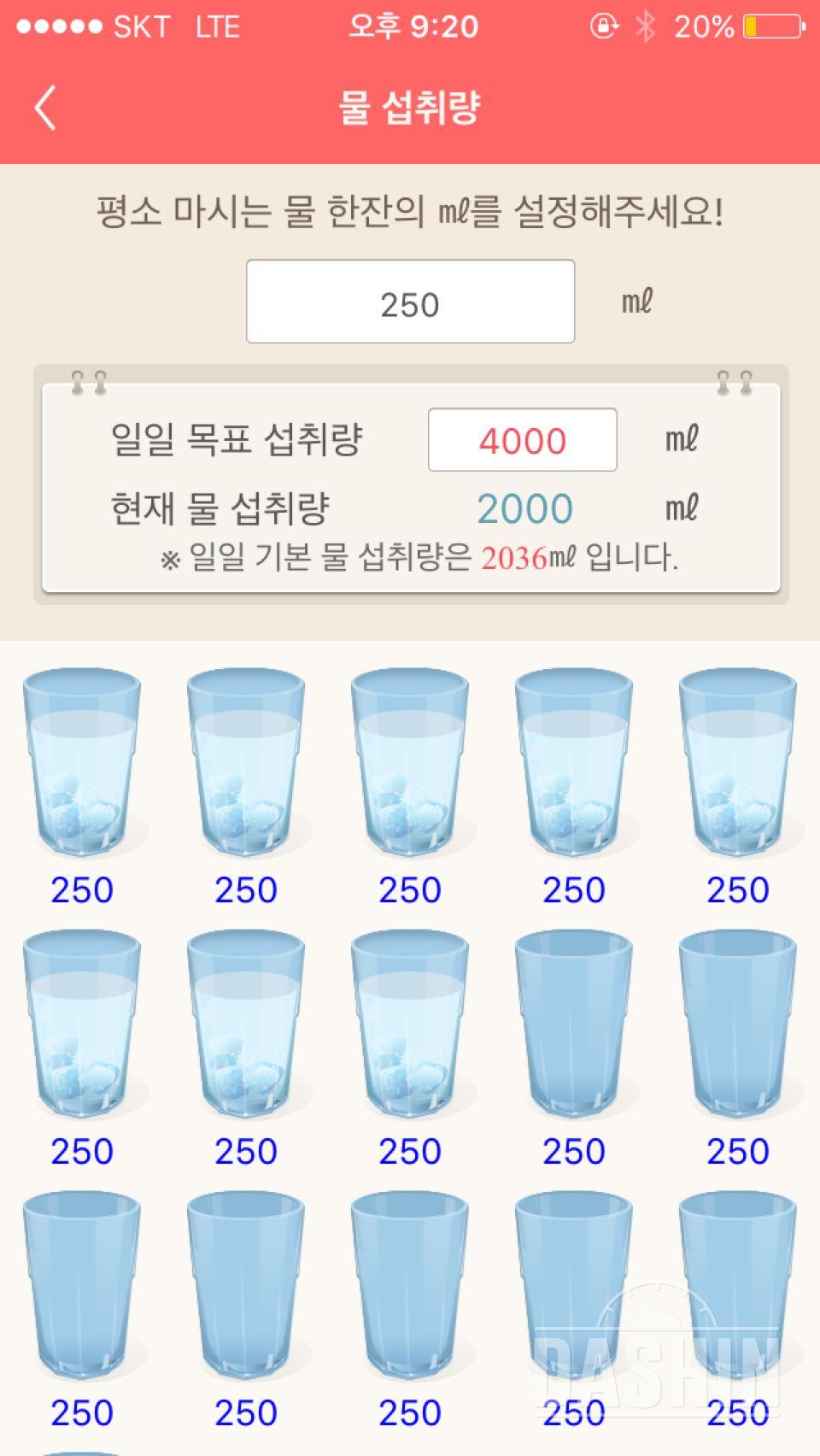 30일 하루 2L 물마시기 17일차 성공!