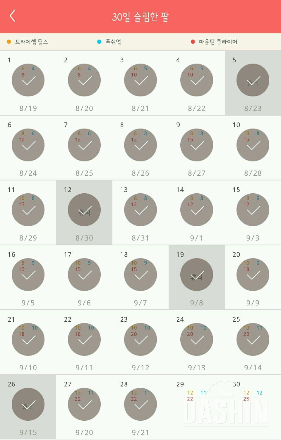 30일 슬림한 팔 28일차 성공!