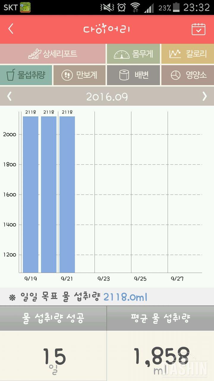 30일 하루 2L 물마시기 3일차 성공!