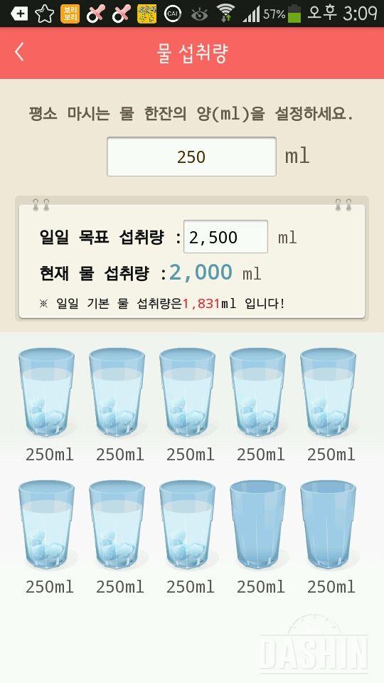 30일 하루 2L 물마시기 132일차 성공!