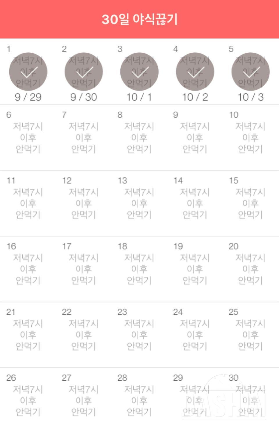 30일 야식끊기 5일차 성공!