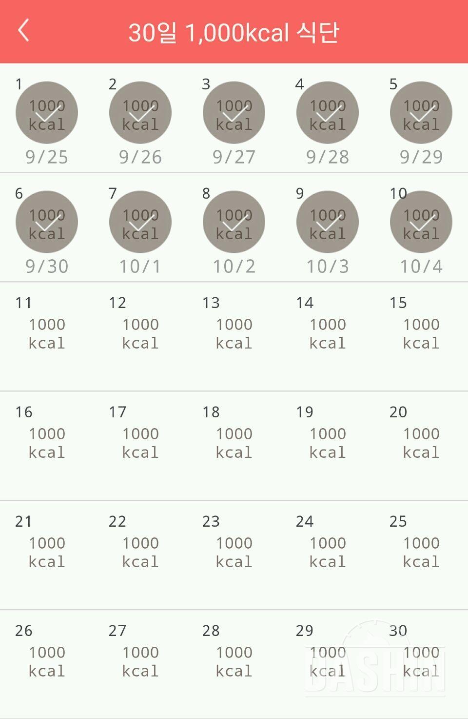 30일 1,000kcal 식단 10일차 성공!