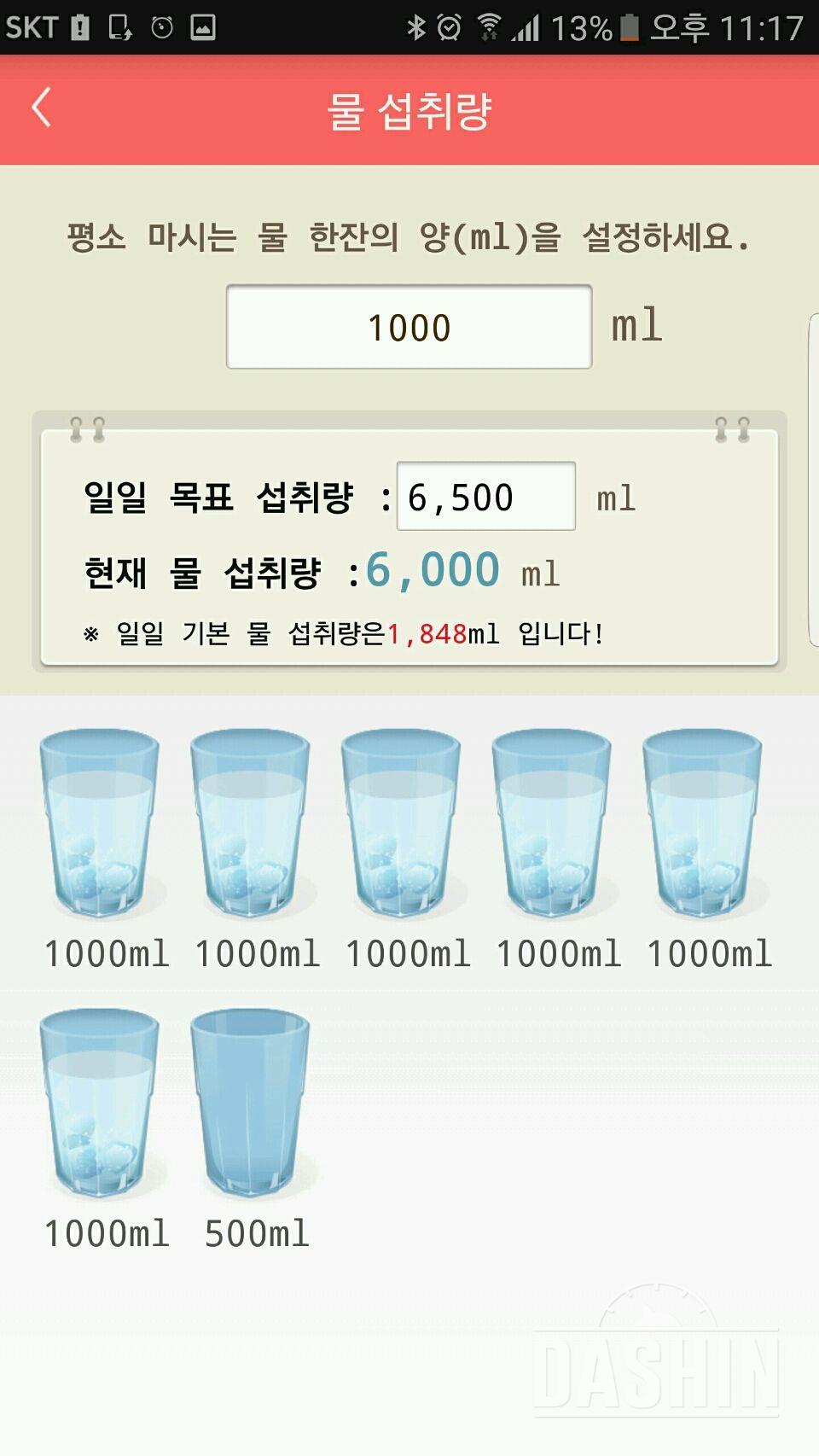 30일 하루 2L 물마시기 13일차 성공!