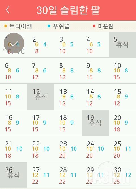 30일 슬림한 팔 1일차 성공!