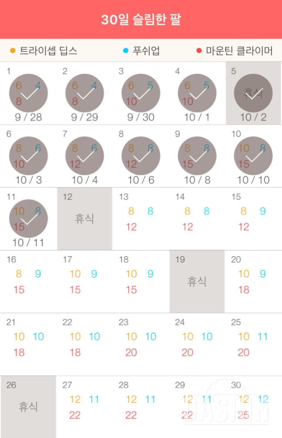 30일 슬림한 팔 11일차 성공!