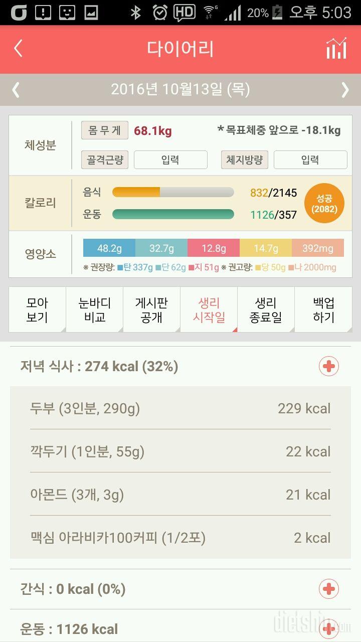 30일 야식끊기 20일차 성공!