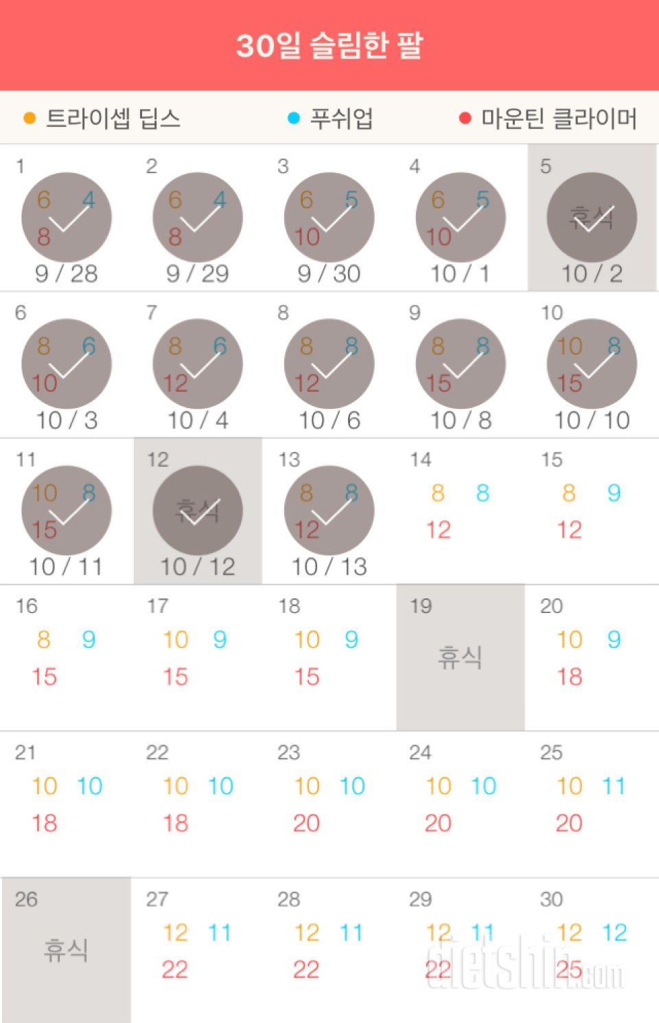 30일 슬림한 팔 13일차 성공!