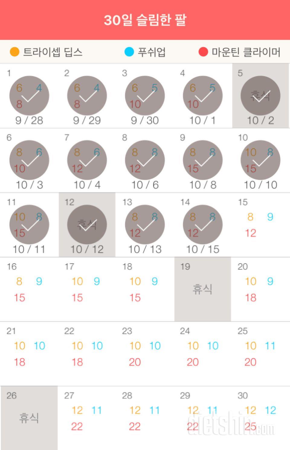 30일 슬림한 팔 14일차 성공!