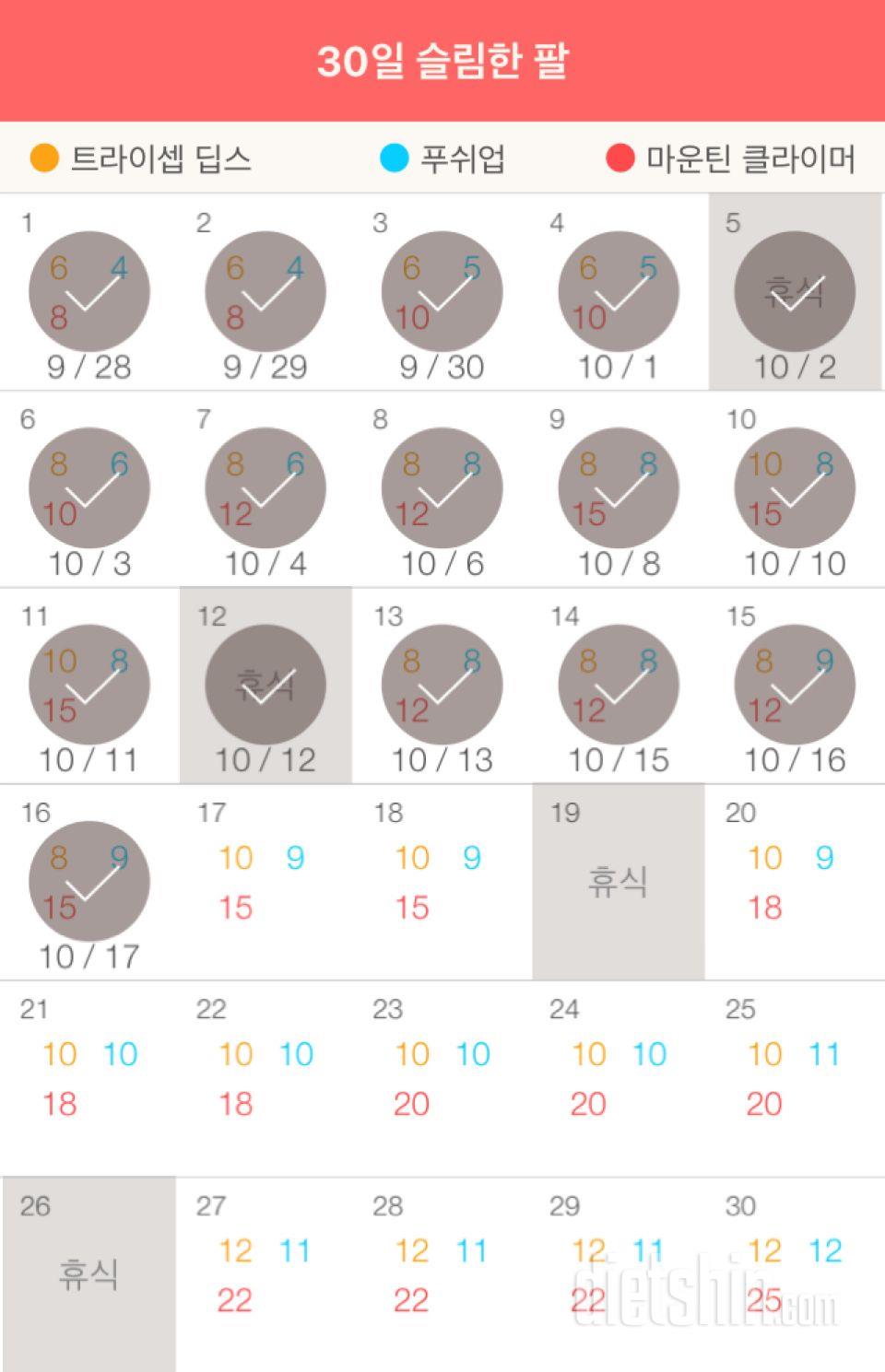 30일 슬림한 팔 16일차 성공!