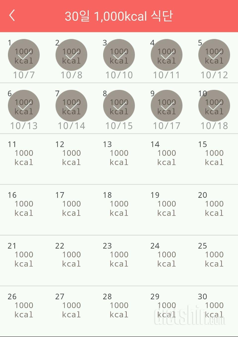 30일 1,000kcal 식단 10일차 성공!