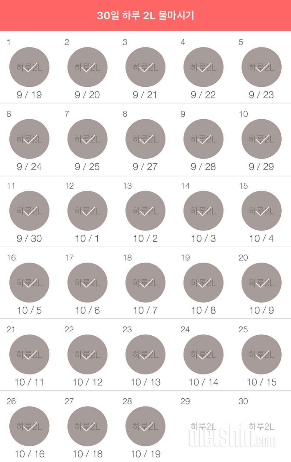 30일 하루 2L 물마시기 28일차 성공!