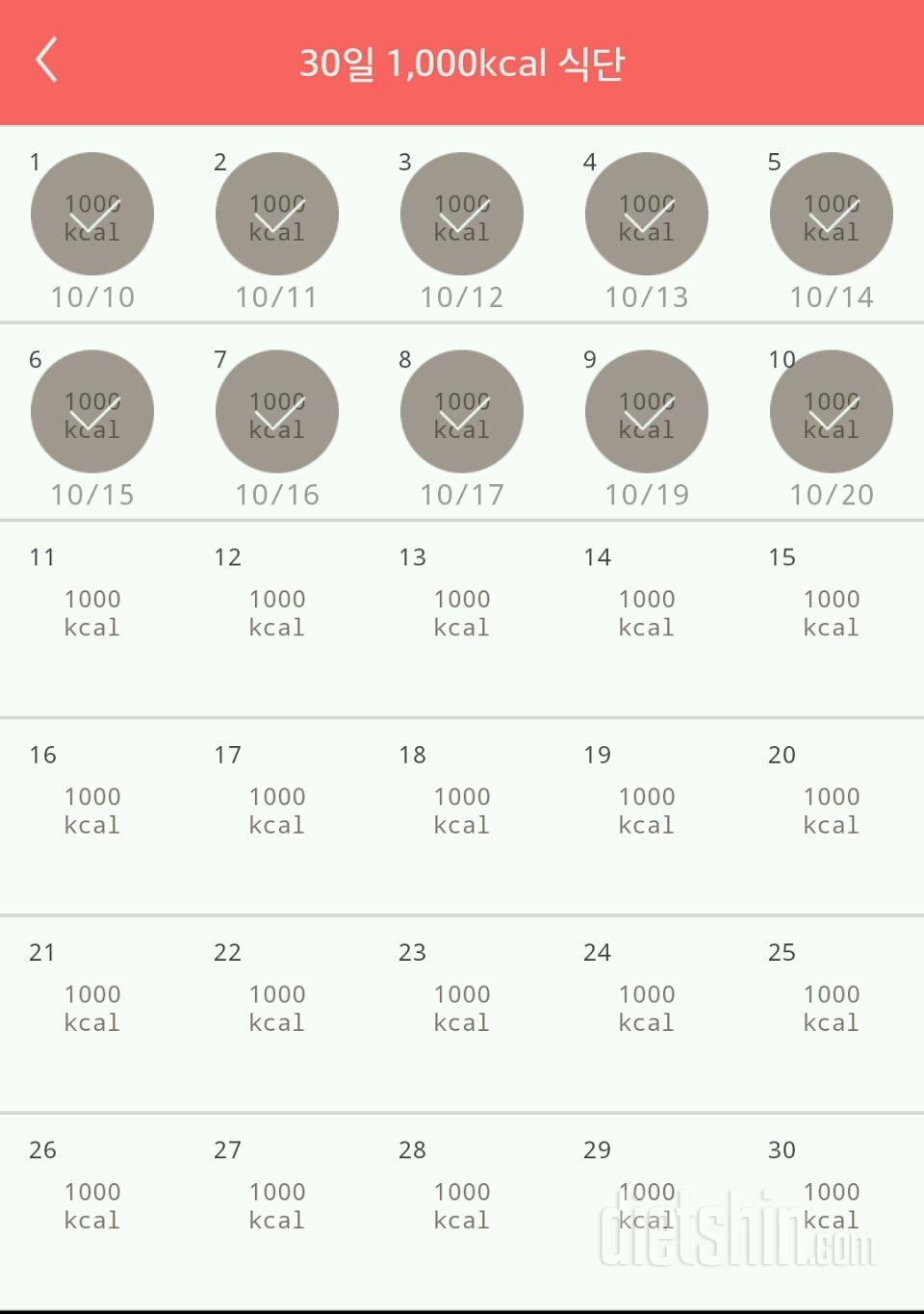 30일 1,000kcal 식단 10일차 성공!