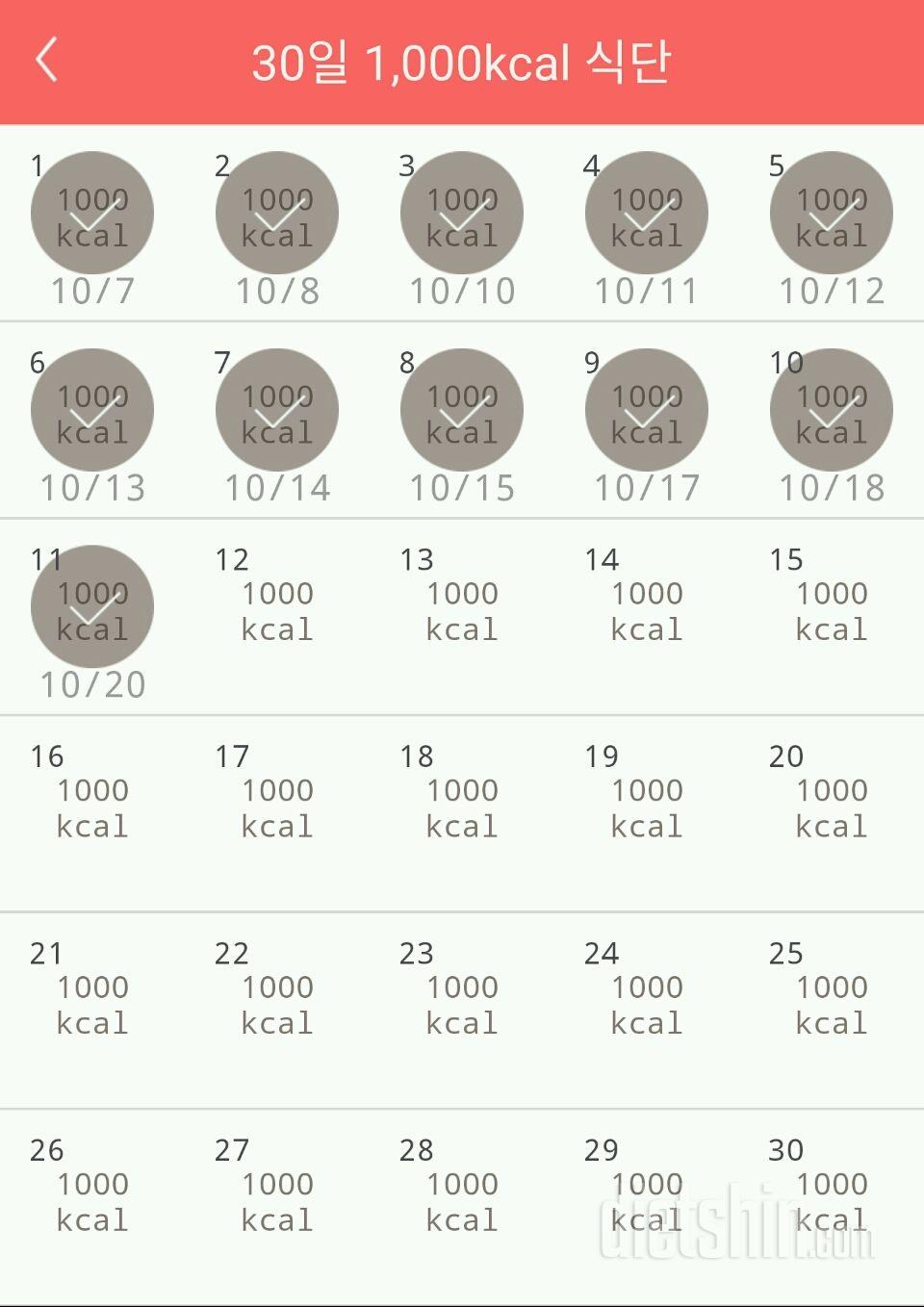 30일 1,000kcal 식단 11일차 성공!