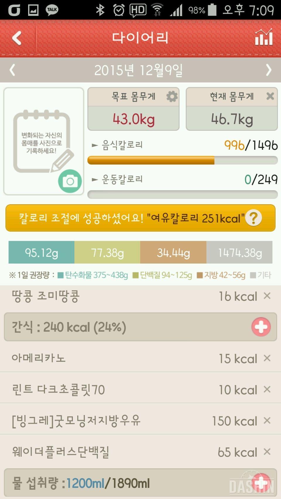 1000kcal, 2일