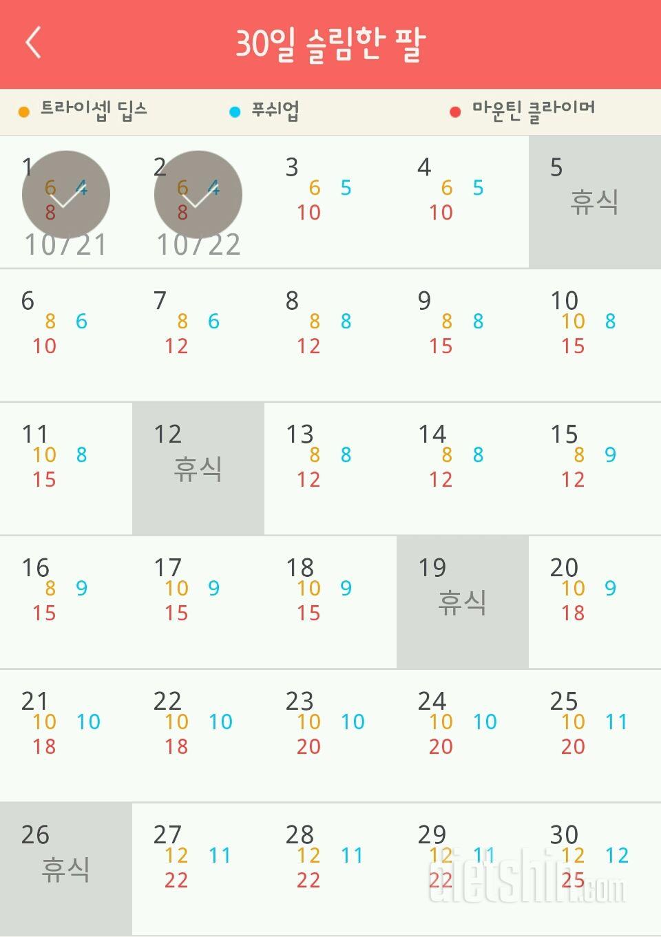 30일 슬림한 팔 32일차 성공!