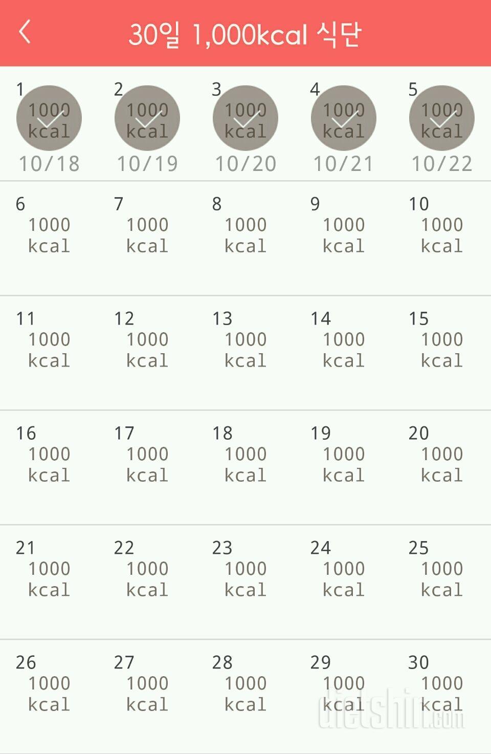 30일 1,000kcal 식단 5일차 성공!