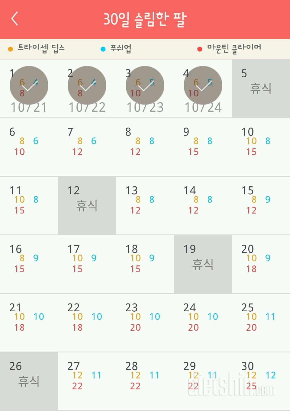 30일 슬림한 팔 34일차 성공!