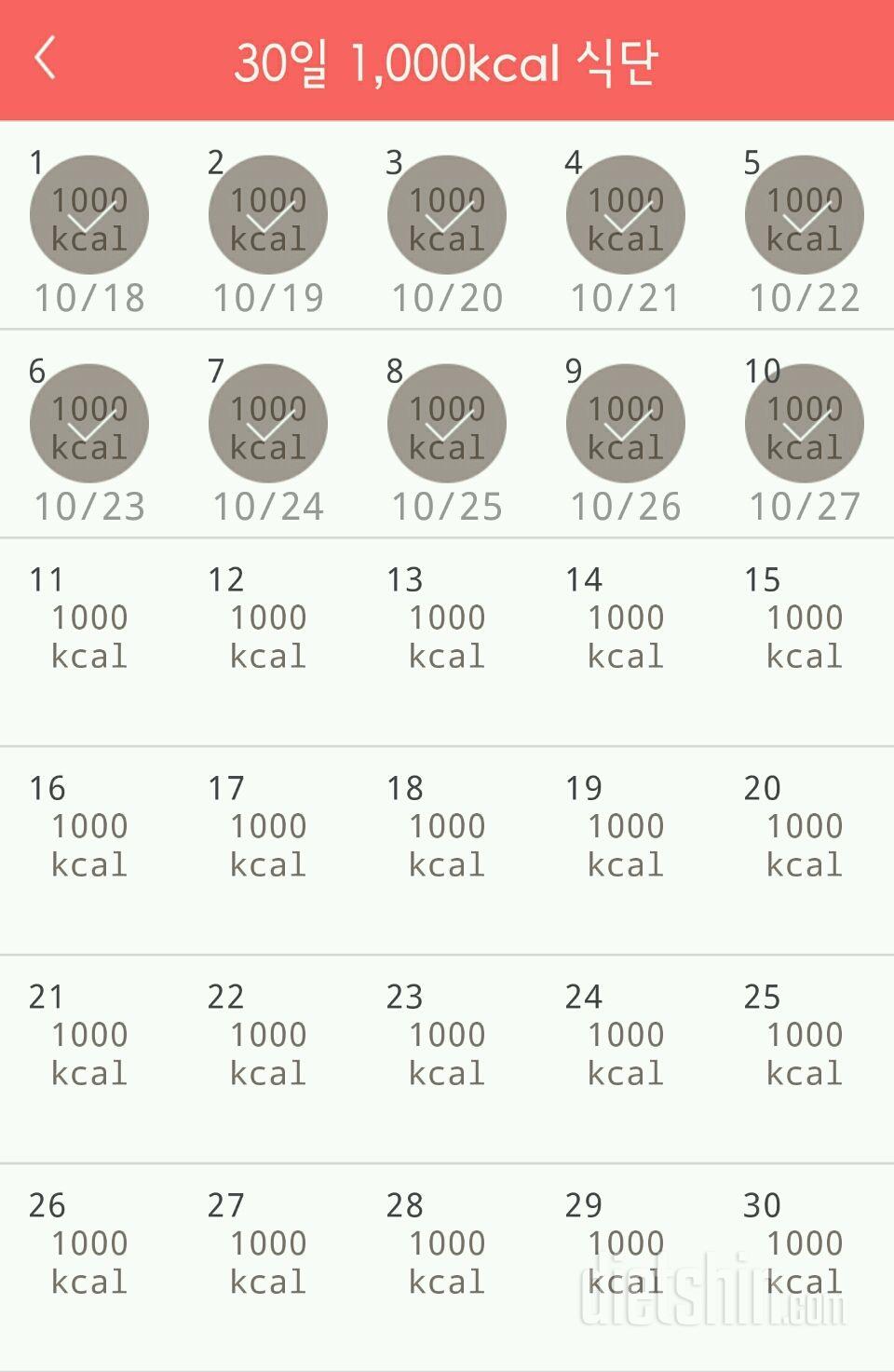 30일 1,000kcal 식단 10일차 성공!