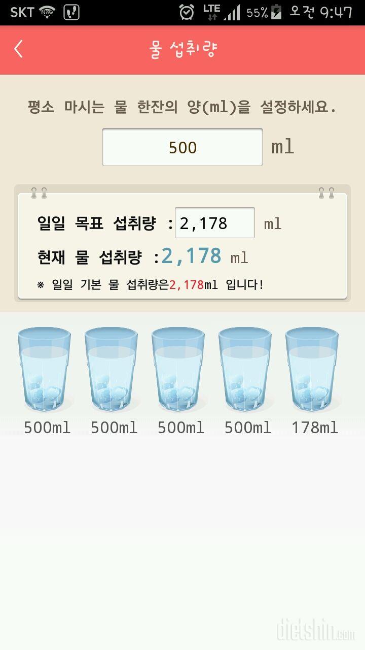 30일 하루 2L 물마시기 2일차 성공!