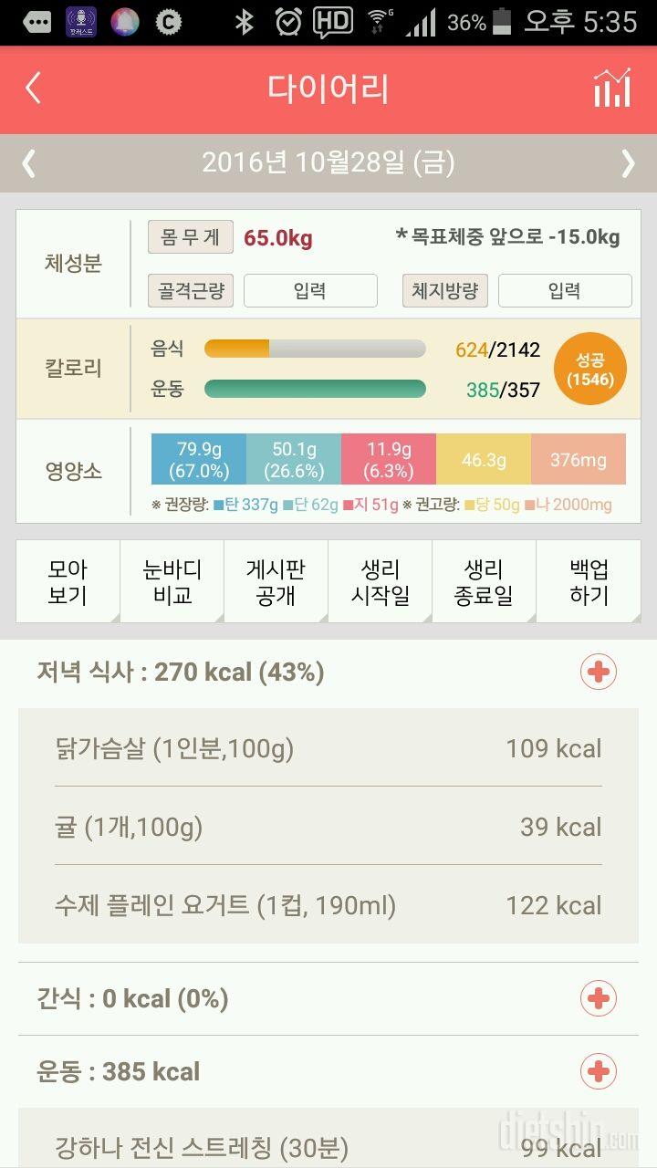 30일 야식끊기 35일차 성공!