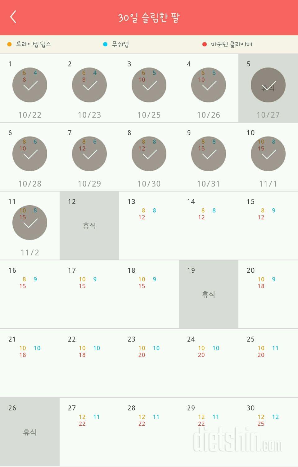 30일 슬림한 팔 71일차 성공!